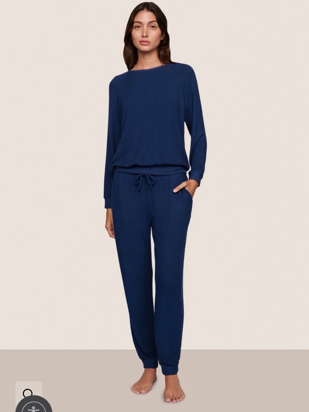 Eberjey Cozy time navy blue jogger set. Fleece lined.
